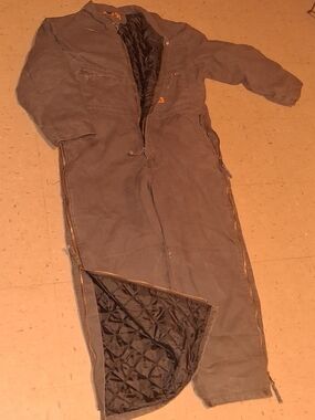 Grey heavy duty wells lamont quilt lined insulated carpenter coveralls